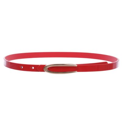 1/2" Skinny Faux Leather Fashion Belt, red(patent) | L - 39"
