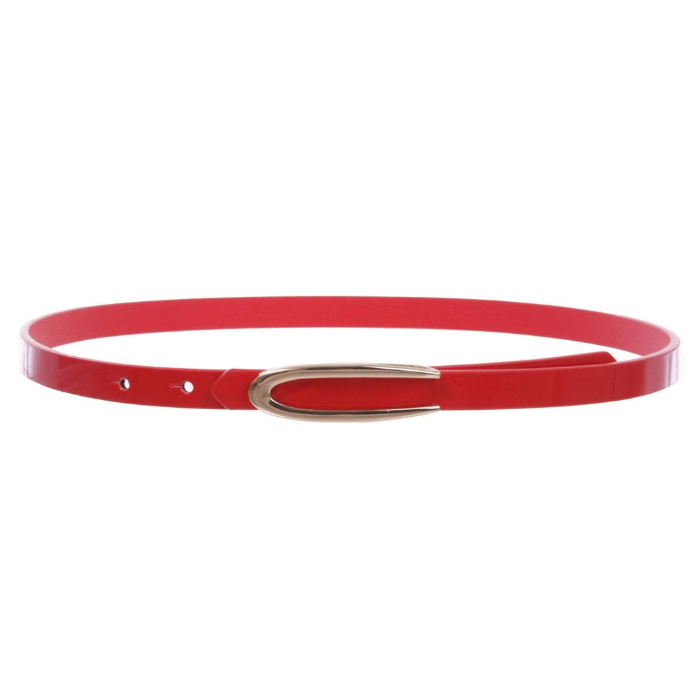 1/2" Skinny Faux Leather Fashion Belt, red(patent) | L - 39"
