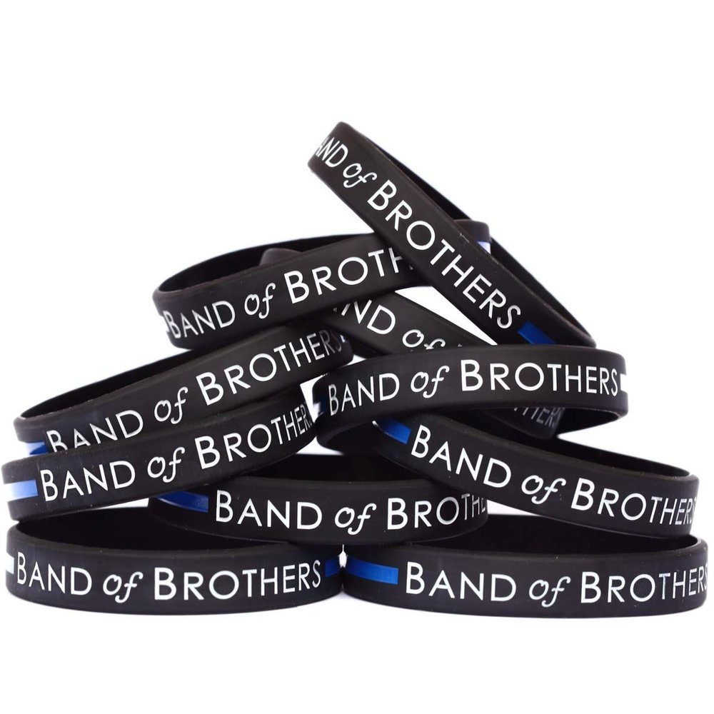 10 Band of Brothers Wristbands with The Thin Blue Line