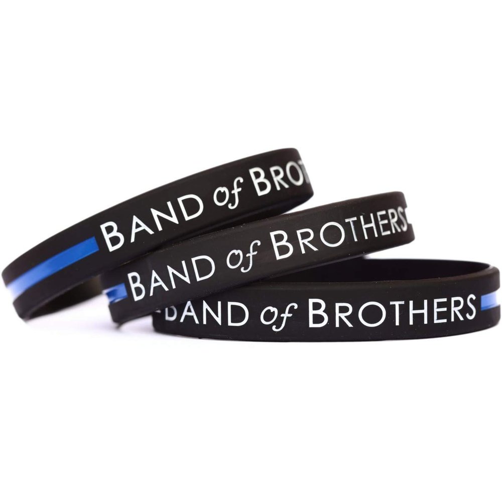 3 Band of Brothers Wristbands with the Thin Blue Line
