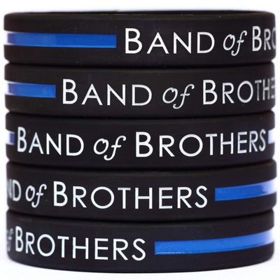 5 Band of Brothers Wristbands with The Thin Blue Line