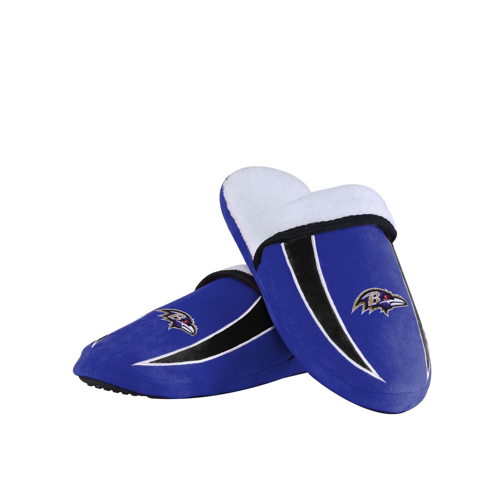 FOCO Baltimore Ravens NFL Mens Sherpa Slide Slippers - L