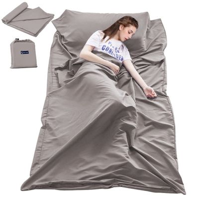Sleeping Bag Liner Travel and Camping Sheet Lightweight Compact Sleep Bag Sack Picnic (82.7 X 63 Inch, Khaki Grey)