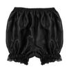 ACSUSS Women's Girls Silky Satin Lace Hem Pumpkin Pants Bloomers Lounge Shorts Black One Size