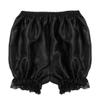 ACSUSS Women's Girls Silky Satin Lace Hem Pumpkin Pants Bloomers Lounge Shorts Black One Size view 2