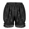 ACSUSS Women's Girls Silky Satin Lace Hem Pumpkin Pants Bloomers Lounge Shorts Black One Size view 3