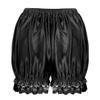 ACSUSS Women's Girls Silky Satin Lace Hem Pumpkin Pants Bloomers Lounge Shorts Black One Size view 4