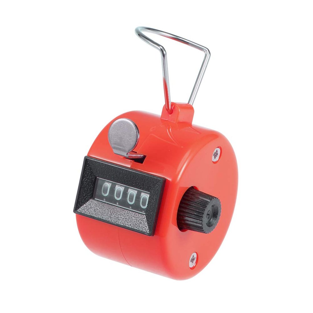 uxcell Hand Tally Counter 4 Digit Tally Counter Mechanical Palm Click Counter Count Clicker Finger Counter Manual Clicker for Event Sport Stadium Red