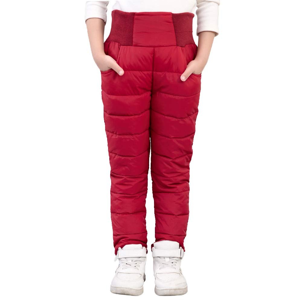 UGREVZ Girls Boys Snow Pants 2-9 years old Thick Winter Warm Pants Girl Activewear Clothes(A0001Red-2)