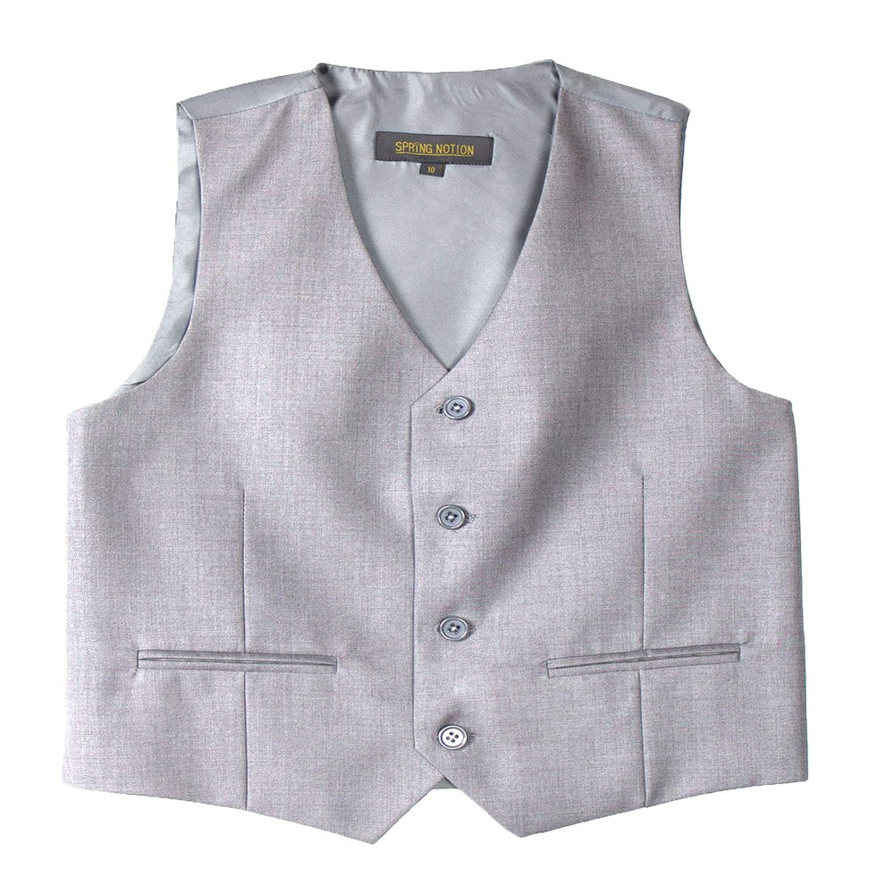 Spring Notion Big Boys' Four Buttons Suit Vest Waistcoat 08 Light Grey