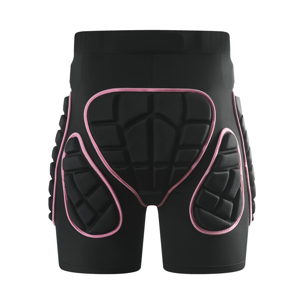 OHMOTOR 3D Padded Protective Shorts Hip Butt EVA Pad Short Pants Heavy Duty Protective Gear Guard Drop Resistance for Ski Skiing Skating Snowboard Cycling (Pink - for Female, XXL)
