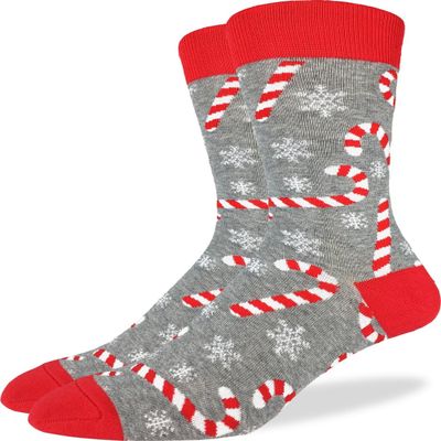 Good Luck Sock Men's Candy Canes Christmas Socks, Adult, Shoe Size 7-12