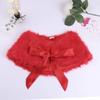 ranrann Kids Girl Faux Fur Bolero Shrug Shawl Wedding Wraps Ribbon Ties Shoulder Cape Ball Gown Flower Girl Cover up Red One_Size view 3
