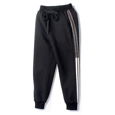 Welity Boys Cotton Pants Sweatpants Kids Side Stripe Jogger Pants Black 4-5 T