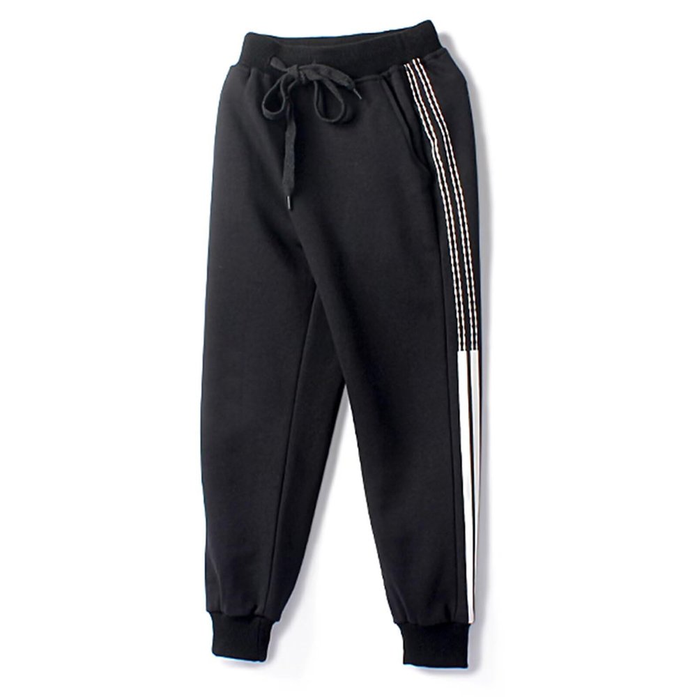 Welity Boys Cotton Pants Sweatpants Kids Side Stripe Jogger Pants Black 4-5 T