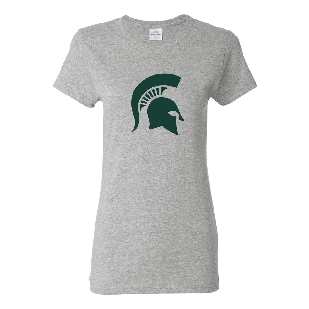UGP Campus Apparel LS02 - Michigan State Spartans Primary Logo Womens T-Shirt - Small - Sport Grey