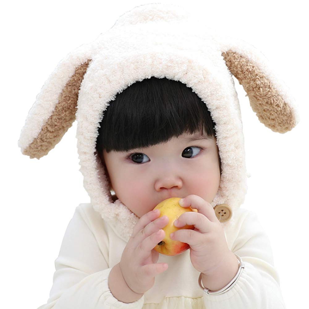 Ding Dong Baby Toddler Kid Boy Girl Winter Rabbit Hat(Beige)