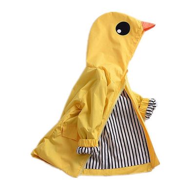 CM C&M WODRO Toddler Baby Boy Girl Duck Rain Jacket Cute Cartoon Yellow Raincoat Hoodie Kids Coat Fall Winter School Outfit (Yellow, 120 (5T))