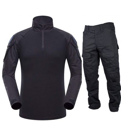 Outdoor Hunting Clothes Airsoft Shooting Shirt Pants Set Battle Dress Uniform BDU Set Tactical Combat Camouflage Clothing - Black - XL