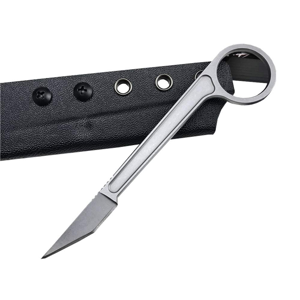 MASALONG Full Tang Fixed Blade Paper Cutter Tactical Hole Knife M127 (Silver)