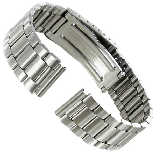 18mm Milano Silver Stainless Steel Deployment Clasp Watch Band 0262