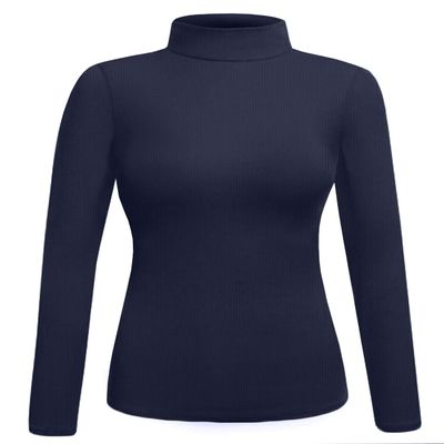 J. LOVNY Womens Light Weignt Basic Turtle Neck Ribbed Long Sleeve Shirts