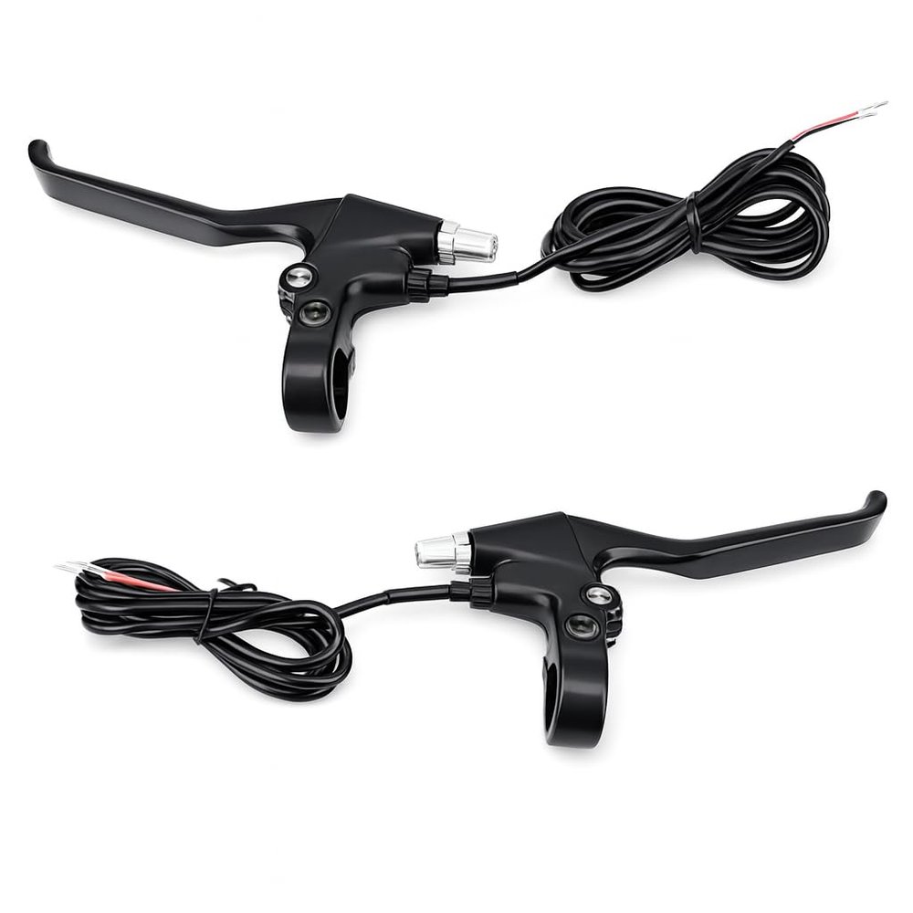 1 Pair Brake Lever Universal Aluminum Alloy 4 Finger Brake Levers 2 Wires Left & Right Brake Handles for Electric