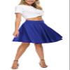 EXCHIC Women's Casual Stretchy Flared Midi Skater Skirts Basic A-Line Pleated Midi Skirt (L, Royal Blue) view 3