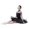 11814108 Joint Floral Mesh High Neck ballet leotards Drop Water Ballet leotards (S 160, Black+Purple) view 3