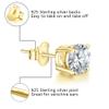 18K Gold Plated Round Cubic Zirconia Faux Diamond Earrings Sterling Silver Post Hypoallergenic Earrings for Women Men, in Yellow Gold, CZ 0.5ctw view 4