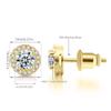 14K Gold Plated Halo Stud Earrings CZ Simulated Diamond Round Earing for Women,Rose Earrings for Man,Sparkle Allure Earrings with Size 0.27inch,in Yellow Gold view 2
