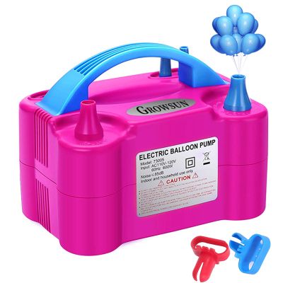 Growsun Balloon Pump Electric, Balloon Inflation Pump 110V 600W Portable Automatic Dual Nozzle Inflator with Tying Tools for Birthday Gender Reveal Baby Shower Party Decorations