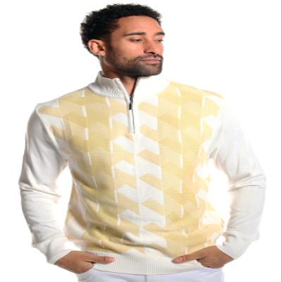 Stacy Adams Mens Sweater, Ombre Geometric Front Design (XXL, White)
