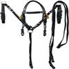 Equitem Pony Size Nylon Headstall and Breast Collar Set with Rawhide Accents (Black) view 1
