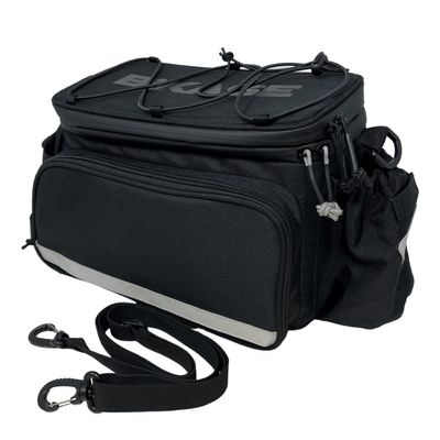 BiKase Big Daddy Expandable Rack Bag with Panniers, Ideal for E-bikes & Bicycles - Waterproof Rear Bike Trunk with Ice Compartment, Phone & Bottle Pockets, Reflective for Safety