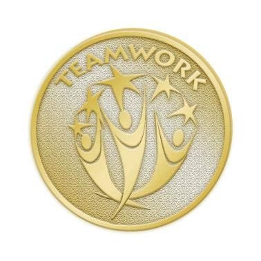 Teamwork Gold Lapel Pin Awards - Teamwork Motivational Pin Award 100 Pack Prime