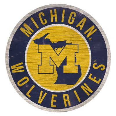 Fan Creations Michigan Wolverines 12" Circle with State and Team Logo Wood Sign
