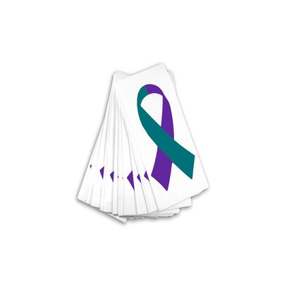 Small Teal & Purple Ribbon Decal/Sticker (1 Decal - Retail)