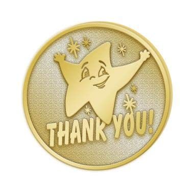 Thank You Gold Lapel Pins - Thank You Gold Star Award Pin 100 Pack Prime