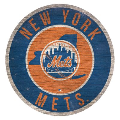 Fan Creations Mets 12" Circle with State and Team Logo Wood Sign