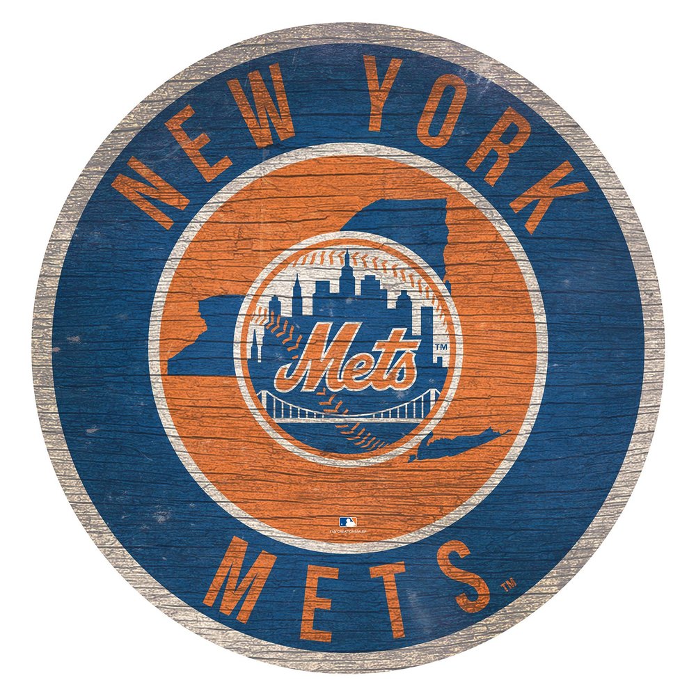 Fan Creations Mets 12" Circle with State and Team Logo Wood Sign