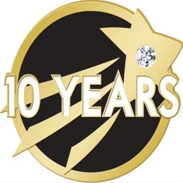 10 Years of Service Lapel Pins - Ten Years Embellished Corporate Pin Awards 50 Pack Prime