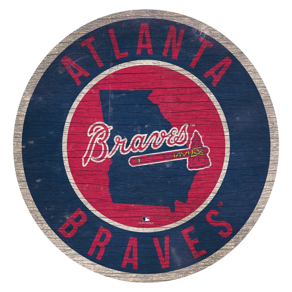 Braves 12" Circle with State and Team Logo Wood Sign