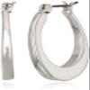Nine West Women's Thick Oval Hoop Earrings Silver Tone view 1