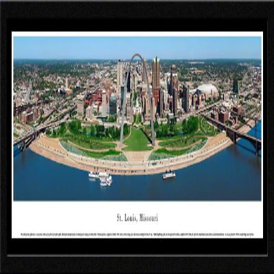 Blakeway Worldwide Panoramas St. Louis, Gateway Arch National Park Print, 42 inches x 15.5 inches, Select Frame with Single mat