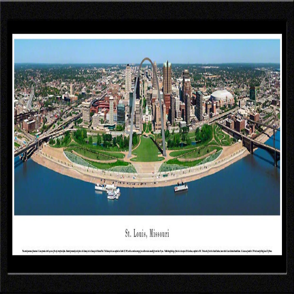 Blakeway Worldwide Panoramas St. Louis, Gateway Arch National Park Print, 42 inches x 15.5 inches, Select Frame with Single mat