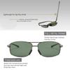 SUNGAIT Ultra Lightweight Rectangular Polarized Sunglasses Men UV400 Protection (Gunmetal Frame Green Lens, 62) Metal Frame 2458 QKMLV view 3