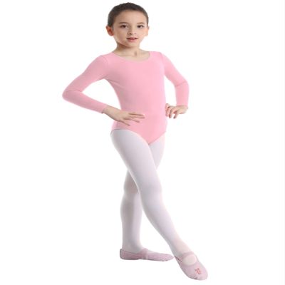 Freebily Kids Girls Short/Long Sleeve Basic Gymnastics Leotard Active Shirt Ballet Dance Leotard Athletic Tank Tops Pink (Long Sleeve) 12 Years