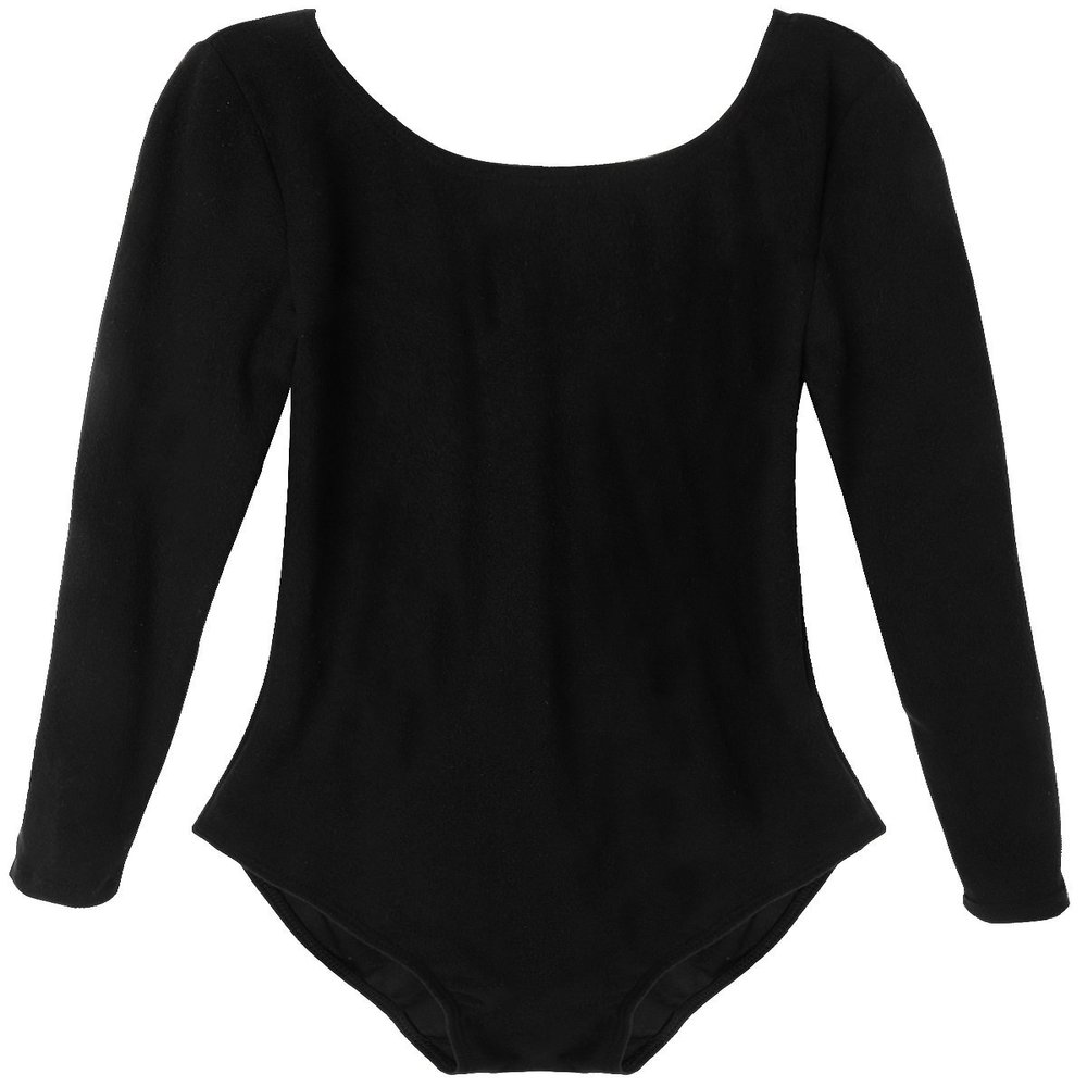 Freebily Kids Girls Short/Long Sleeve Basic Gymnastics Leotard Active Shirt Ballet Dance Leotard Athletic Tank Tops Black (Long Sleeve) 8 Years