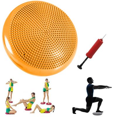 Stability Balance Disc with Hand Pump - Inflated Exercise Wobble Cushion, Kid's Air Seat Wiggle Chair Sitting Disk, Lumbar Pain Relief Support Board for Classroom Office Chair - Core Training (yellow)